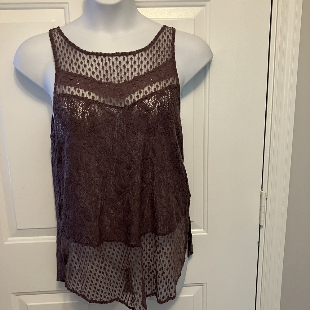 American Eagle Large Lace Tank Shirt Women's Purple Sleeveless Top Boho Festival